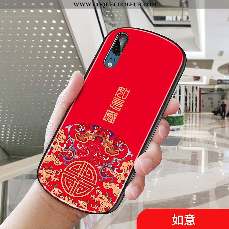 Coque Huawei P20 Tendance Étui Style Chinois, Housse Huawei P20 Protection Téléphone Portable Bleu F