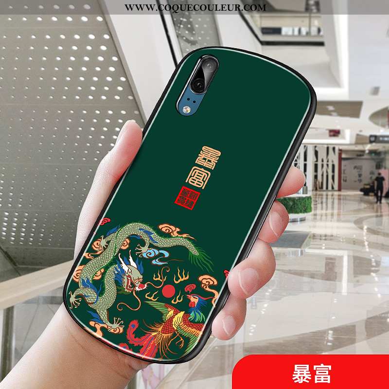 Coque Huawei P20 Tendance Étui Style Chinois, Housse Huawei P20 Protection Téléphone Portable Bleu F