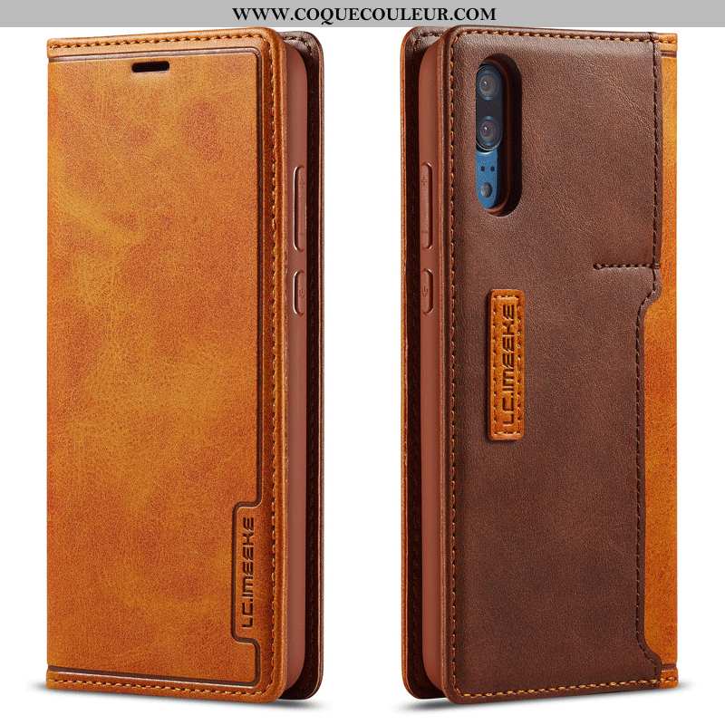 Étui Huawei P20 Cuir Véritable Housse Reversible, Coque Huawei P20 Mode Vin Rouge Bordeaux