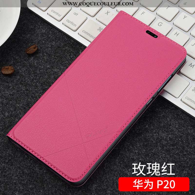 Étui Huawei P20 Protection Coque Clamshell, Huawei P20 Cuir Noir