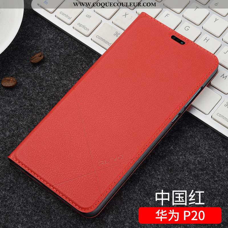 Étui Huawei P20 Protection Coque Clamshell, Huawei P20 Cuir Noir