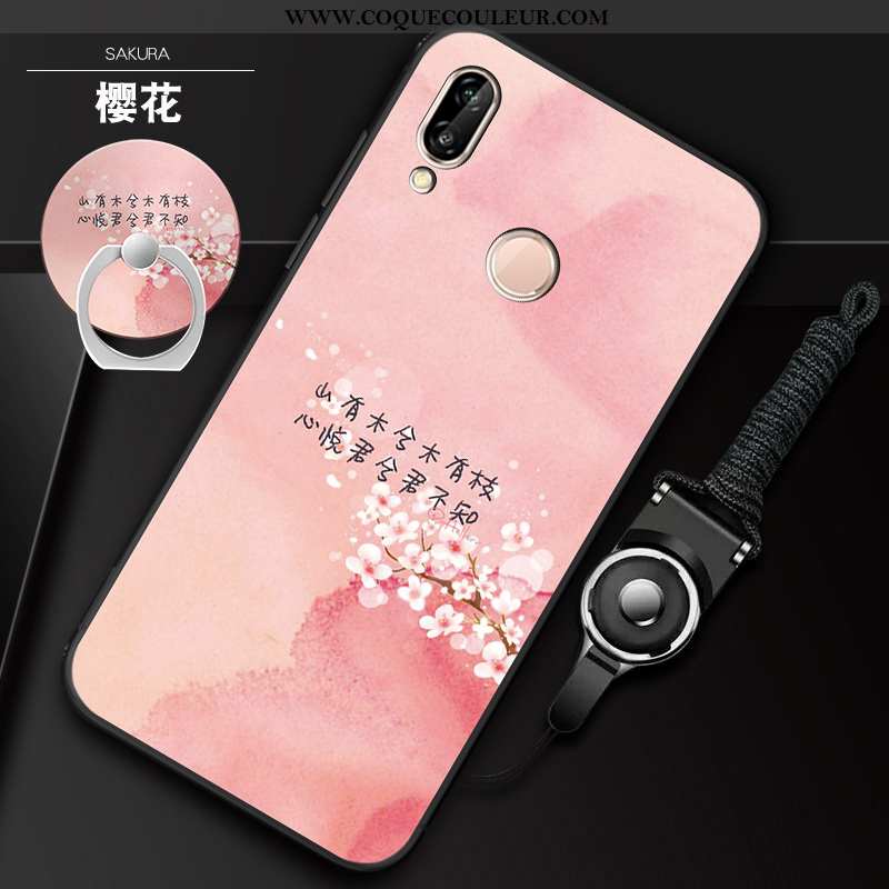 Coque Huawei P20 Lite Protection Fluide Doux, Housse Huawei P20 Lite Ornements Suspendus Support Ros