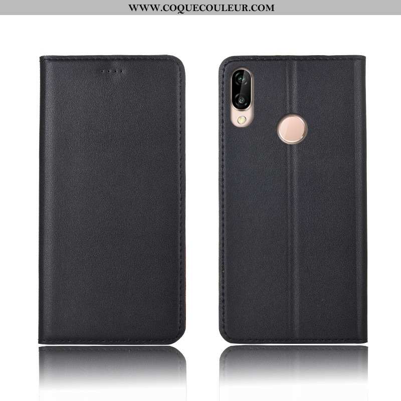 Étui Huawei P20 Lite Protection Tout Compris Incassable, Coque Huawei P20 Lite Cuir Véritable Clamsh