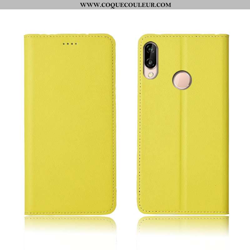 Étui Huawei P20 Lite Protection Tout Compris Incassable, Coque Huawei P20 Lite Cuir Véritable Clamsh