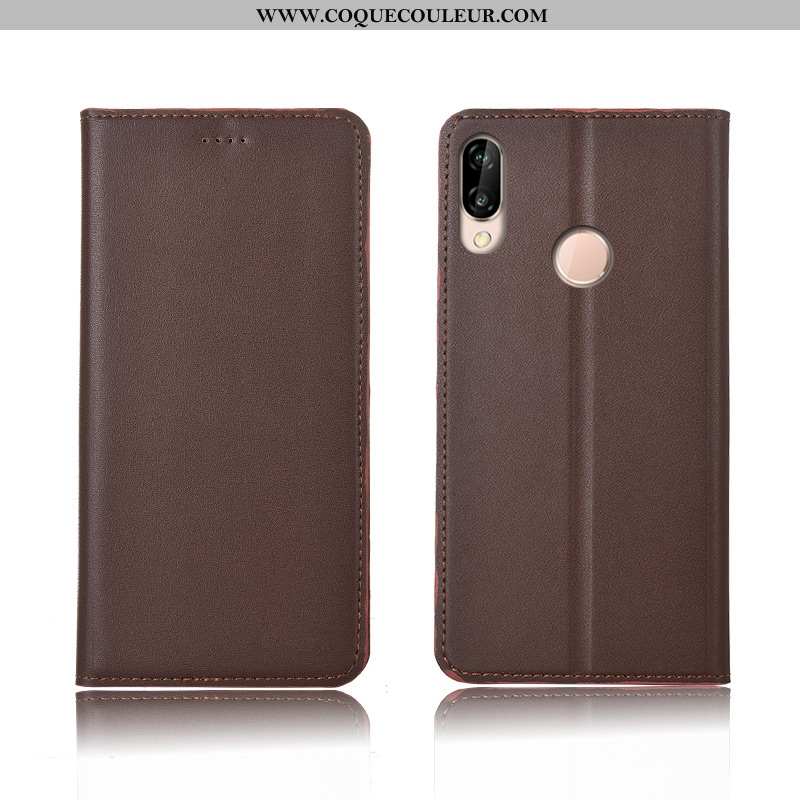 Étui Huawei P20 Lite Protection Tout Compris Incassable, Coque Huawei P20 Lite Cuir Véritable Clamsh