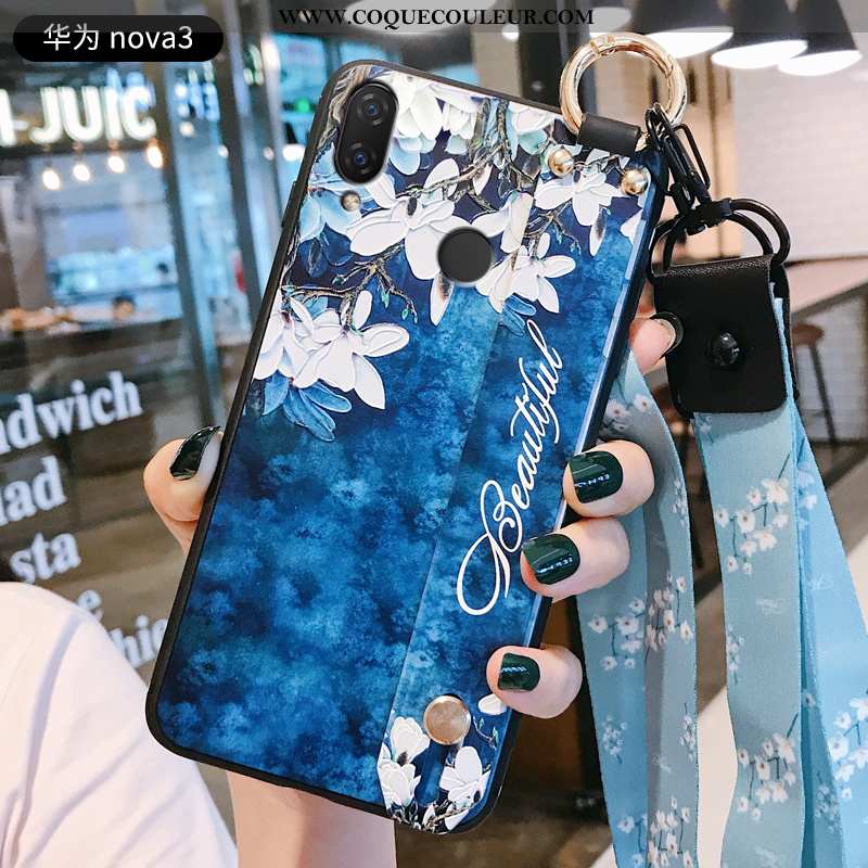 Housse Huawei P20 Lite Gaufrage Téléphone Portable Bleu, Étui Huawei P20 Lite Tendance Silicone Bleu