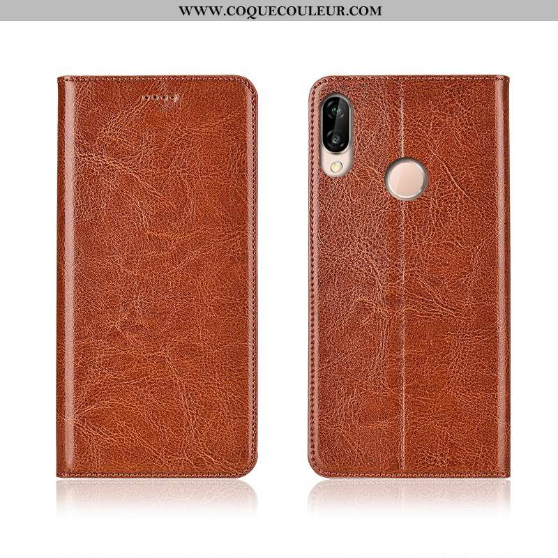 Coque Huawei P20 Lite Silicone Cuir Tout Compris, Housse Huawei P20 Lite Protection Marron