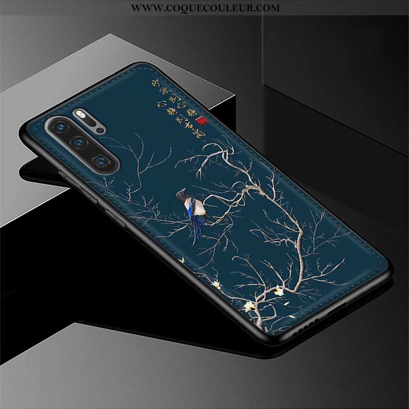 Étui Huawei P20 Pro Cuir Véritable Protection Coque, Coque Huawei P20 Pro Tendance Bleu