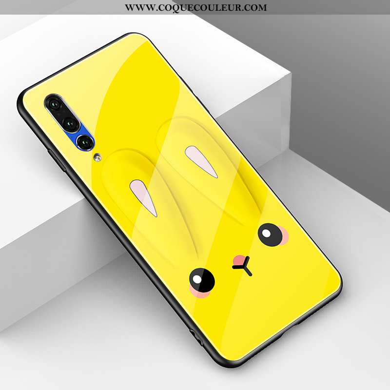 Étui Huawei P20 Pro Verre Coque, Coque Huawei P20 Pro Personnalité Lapin Jaune