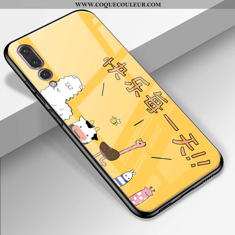 Housse Huawei P20 Pro Cuir Véritable Charmant Verre, Étui Huawei P20 Pro Silicone Europe Jaune