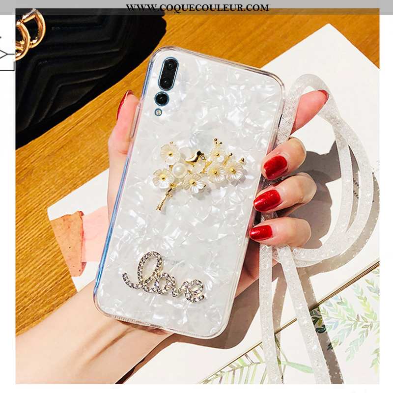 Coque Huawei P20 Pro Incruster Strass Fluide Doux Simple, Housse Huawei P20 Pro Tendance Étui Argent