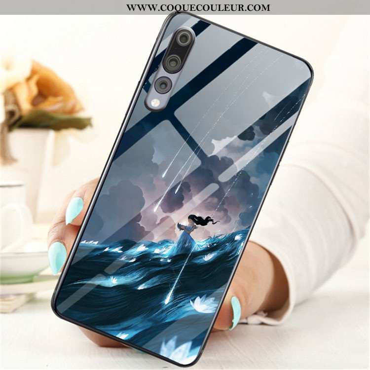 Étui Huawei P20 Pro Protection Tendance Tout Compris, Coque Huawei P20 Pro Verre Incassable Bleu