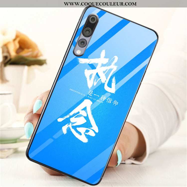 Étui Huawei P20 Pro Protection Tendance Tout Compris, Coque Huawei P20 Pro Verre Incassable Bleu