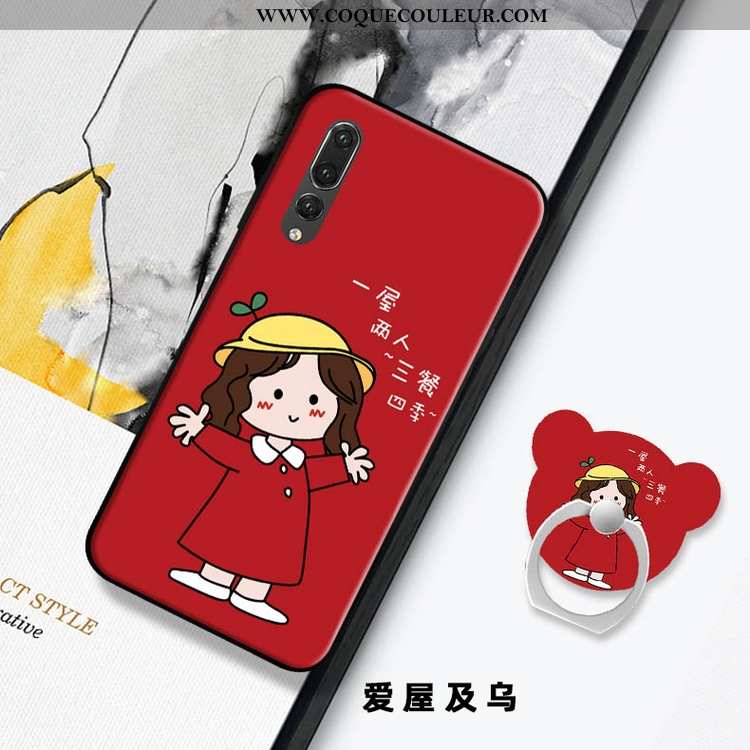 Étui Huawei P20 Pro Mode Tout Compris, Coque Huawei P20 Pro Protection Dessin Animé Rouge