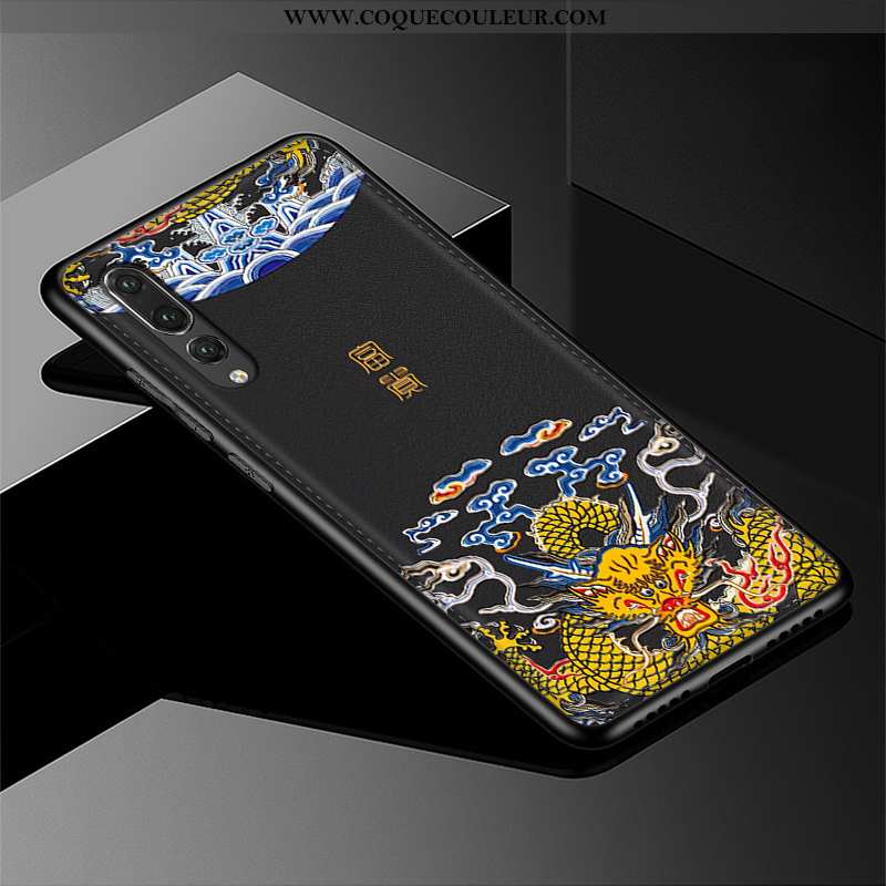 Coque Huawei P20 Pro Cuir Protection Dimensionnel, Housse Huawei P20 Pro Modèle Fleurie Étui Bordeau