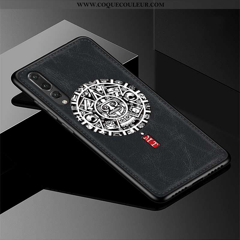 Coque Huawei P20 Pro Cuir Protection Dimensionnel, Housse Huawei P20 Pro Modèle Fleurie Étui Bordeau