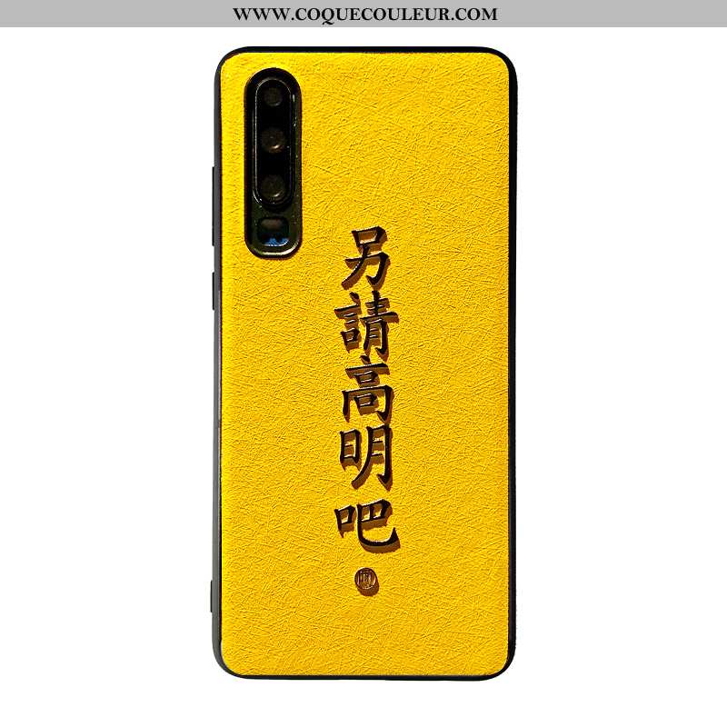 Étui Huawei P30 Mode Simple Téléphone Portable, Coque Huawei P30 Créatif Jaune