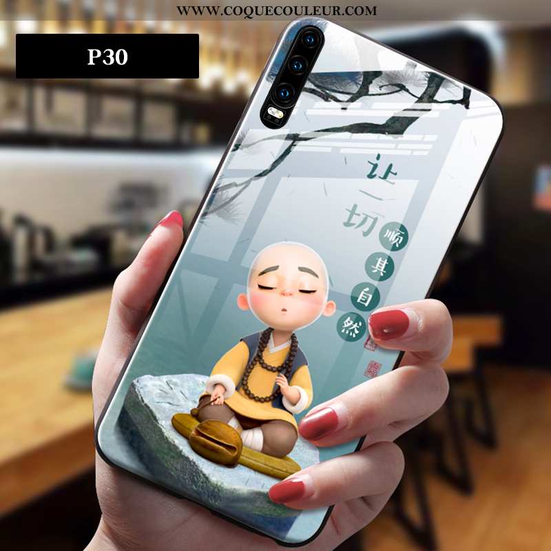 Étui Huawei P30 Dessin Animé Personnalité Style Chinois, Coque Huawei P30 Charmant Tendance Gris