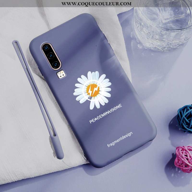 Coque Huawei P30 Tendance Téléphone Portable Simple, Housse Huawei P30 Légère Incassable Bleu