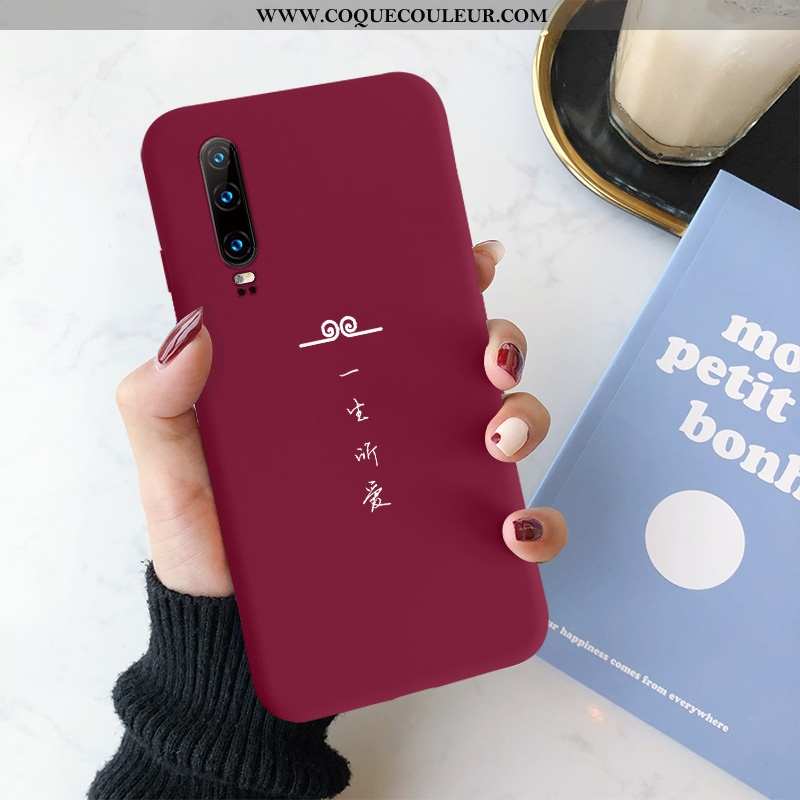 Étui Huawei P30 Créatif Rouge Amoureux, Coque Huawei P30 Silicone Simple