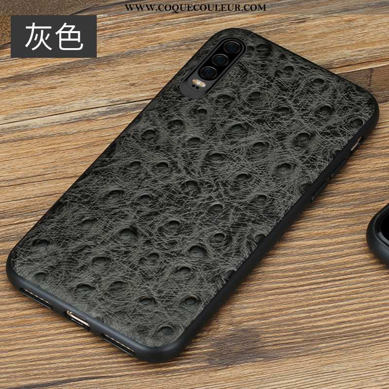 Étui Huawei P30 Cuir Véritable Coque Tout Compris, Huawei P30 Modèle Fleurie Protection Noir