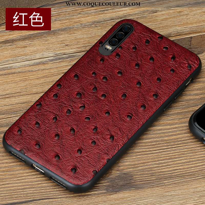 Étui Huawei P30 Cuir Véritable Coque Tout Compris, Huawei P30 Modèle Fleurie Protection Noir