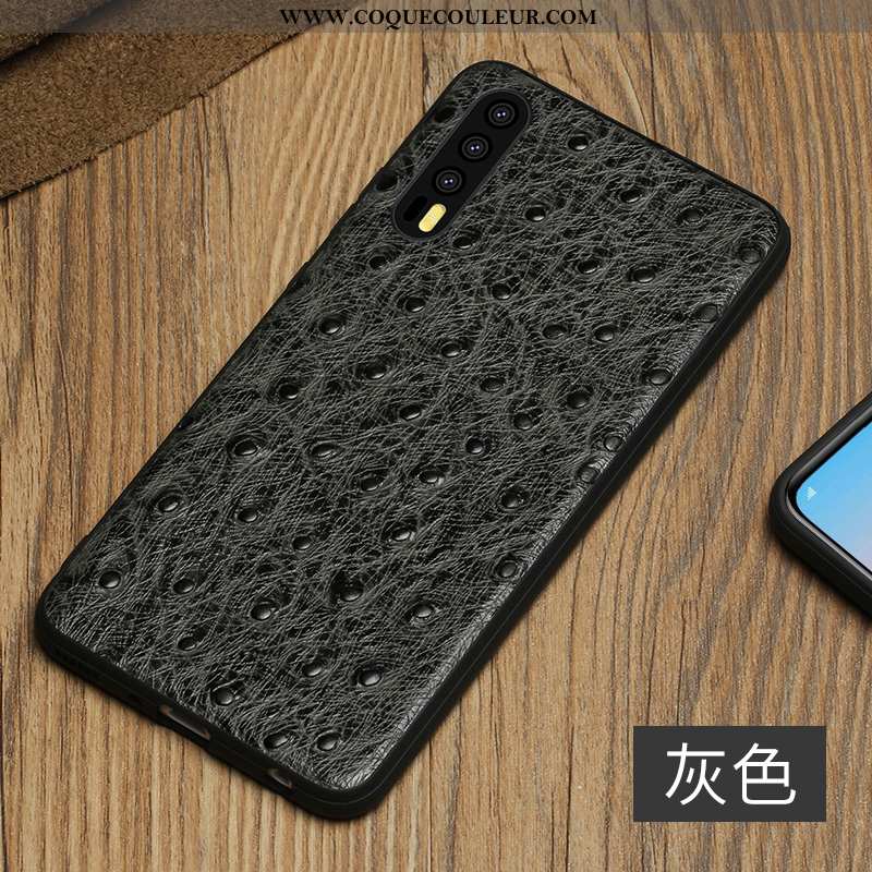 Étui Huawei P30 Cuir Véritable Coque Tout Compris, Huawei P30 Modèle Fleurie Protection Noir