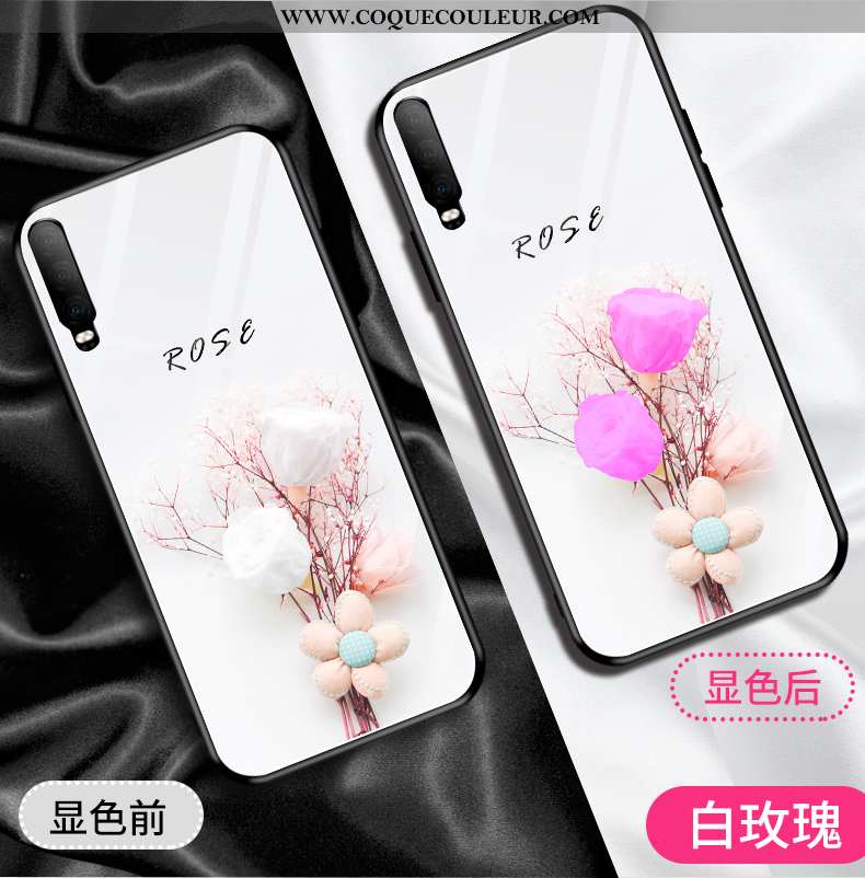 Étui Huawei P30 Verre Incassable, Coque Huawei P30 Personnalité Créatif Rose