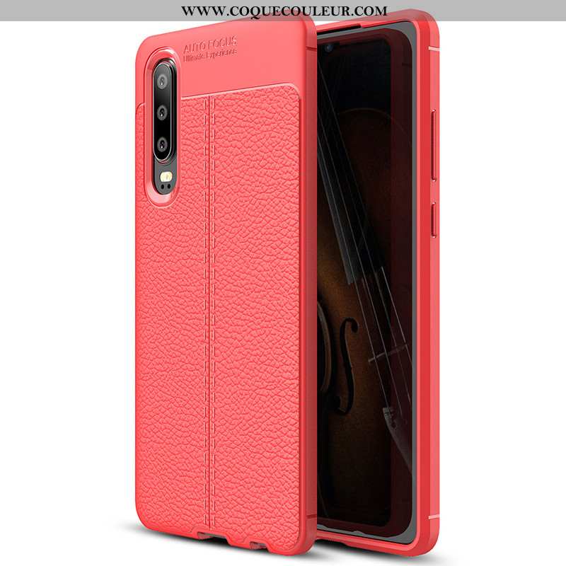 Étui Huawei P30 Silicone Cuir Coque, Coque Huawei P30 Protection Modèle Fleurie Noir