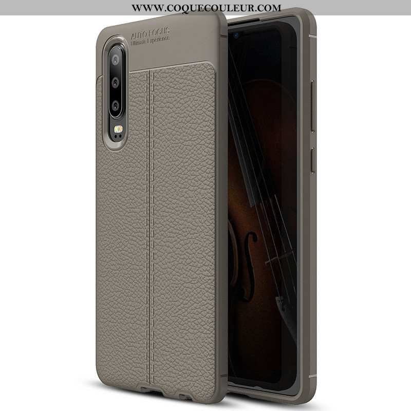 Étui Huawei P30 Silicone Cuir Coque, Coque Huawei P30 Protection Modèle Fleurie Noir