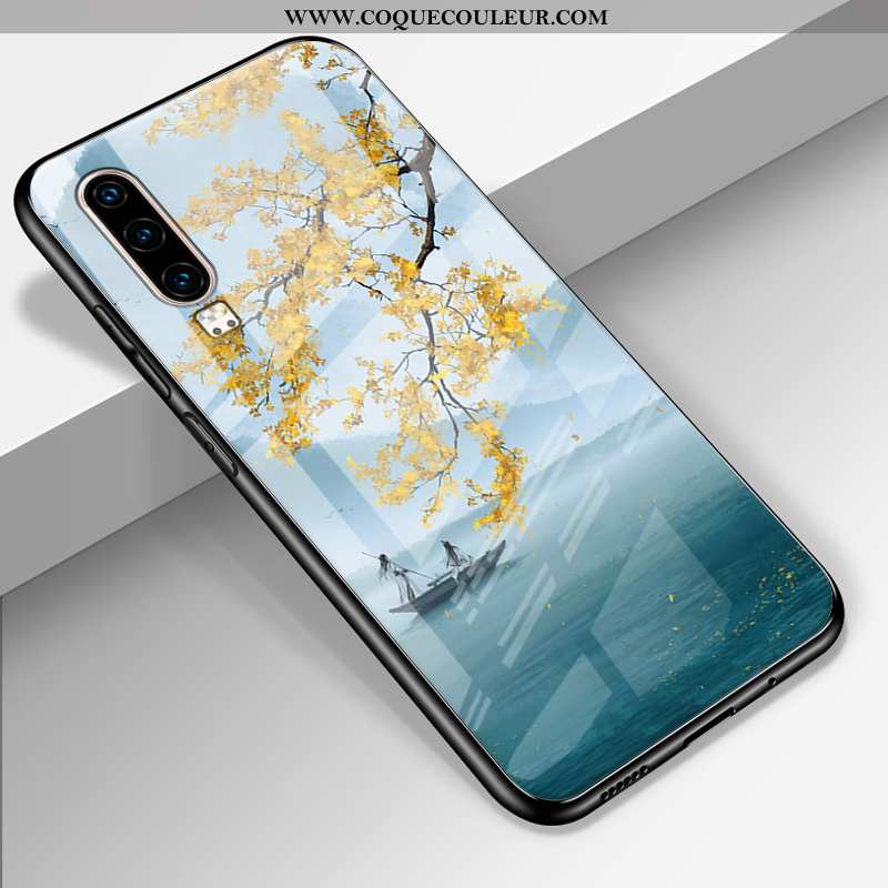 Housse Huawei P30 Tendance Noir Luxe, Étui Huawei P30 Fluide Doux Protection