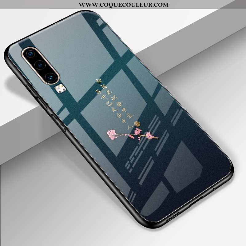 Housse Huawei P30 Tendance Noir Luxe, Étui Huawei P30 Fluide Doux Protection