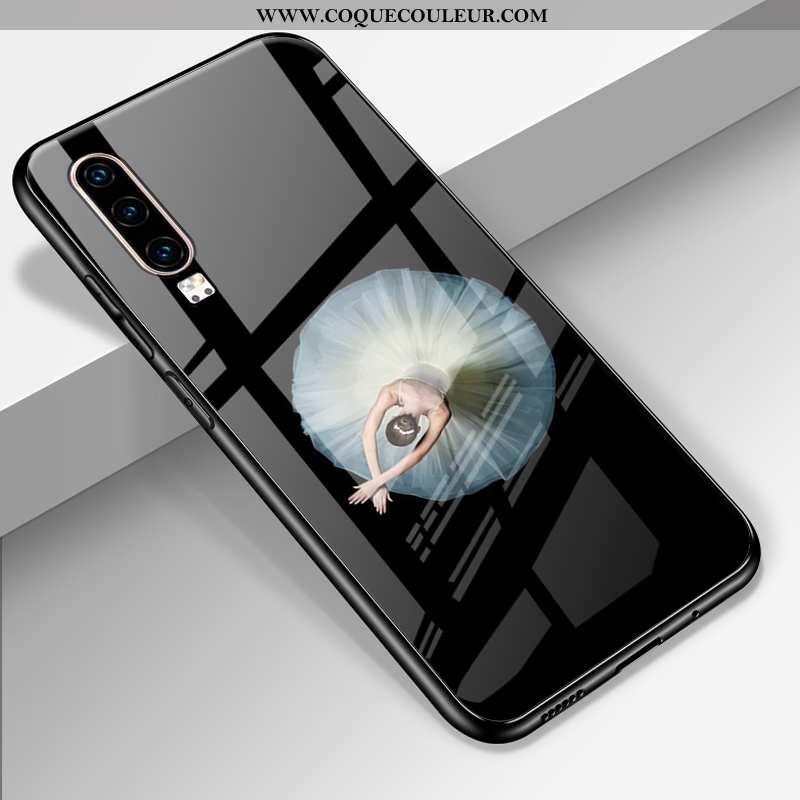 Housse Huawei P30 Tendance Noir Luxe, Étui Huawei P30 Fluide Doux Protection