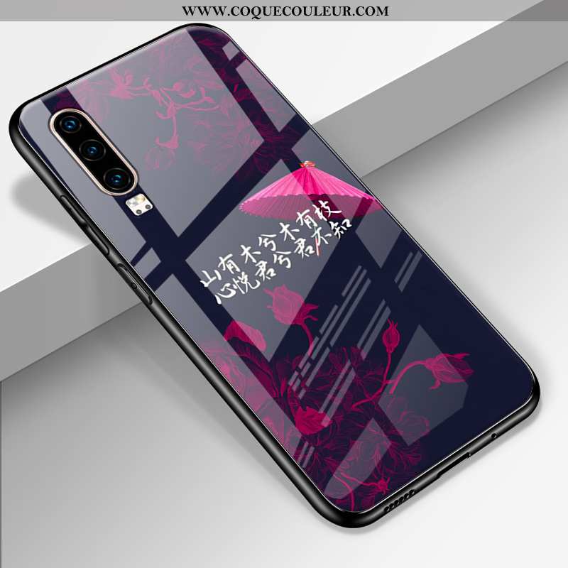 Housse Huawei P30 Tendance Noir Luxe, Étui Huawei P30 Fluide Doux Protection