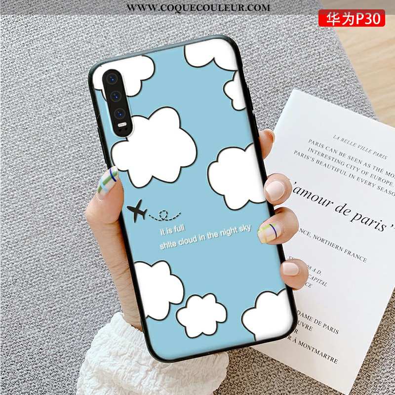 Housse Huawei P30 Fluide Doux Charmant Ultra, Étui Huawei P30 Silicone Dessin Animé Verte