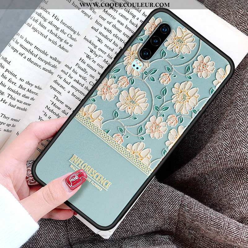 Housse Huawei P30 Personnalité Gaufrage Peinture, Étui Huawei P30 Créatif Fluide Doux Rose