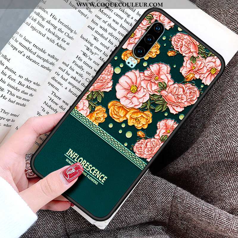 Housse Huawei P30 Personnalité Gaufrage Peinture, Étui Huawei P30 Créatif Fluide Doux Rose