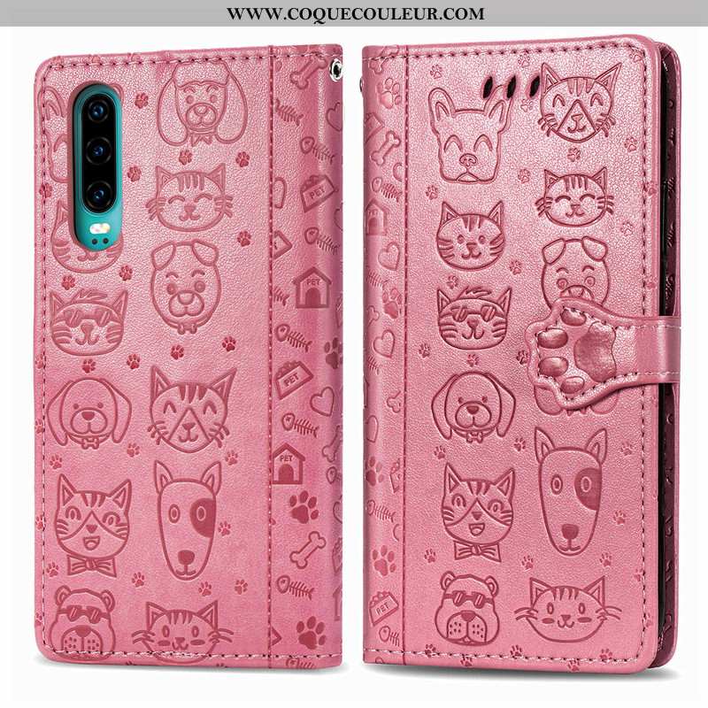 Coque Huawei P30 Dessin Animé Chiens Or, Housse Huawei P30 Charmant Jeunesse Doré