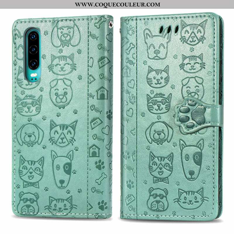 Coque Huawei P30 Dessin Animé Chiens Or, Housse Huawei P30 Charmant Jeunesse Doré