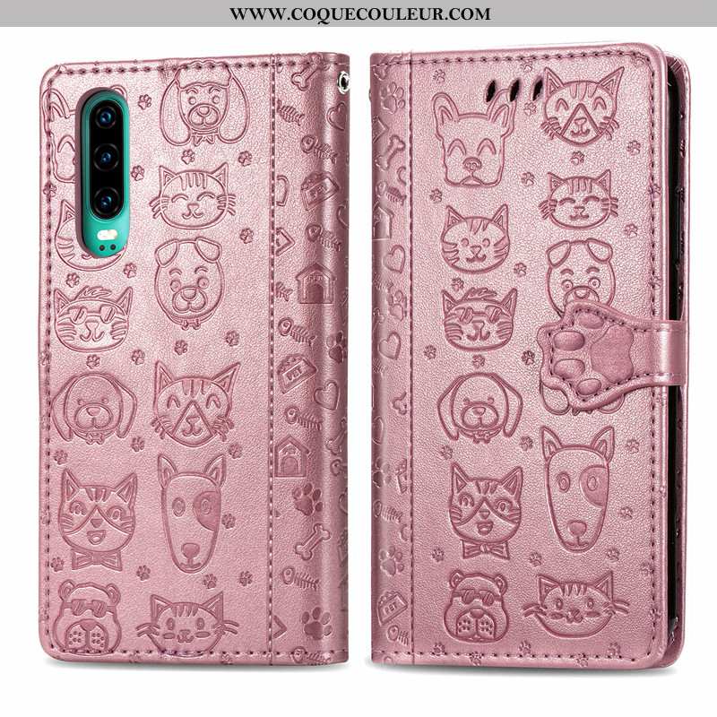 Coque Huawei P30 Dessin Animé Chiens Or, Housse Huawei P30 Charmant Jeunesse Doré