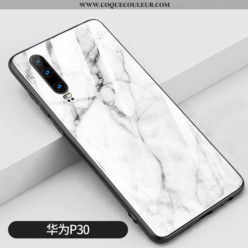 Coque Huawei P30 Créatif Grand Verre, Housse Huawei P30 Silicone Blanche