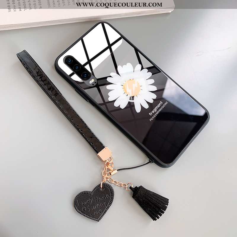 Coque Huawei P30 Créatif Dragon Personnalité, Housse Huawei P30 Tendance Petite Marguerite Noir