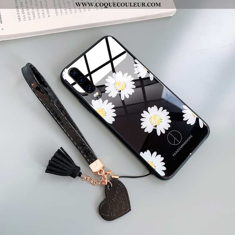 Coque Huawei P30 Créatif Dragon Personnalité, Housse Huawei P30 Tendance Petite Marguerite Noir