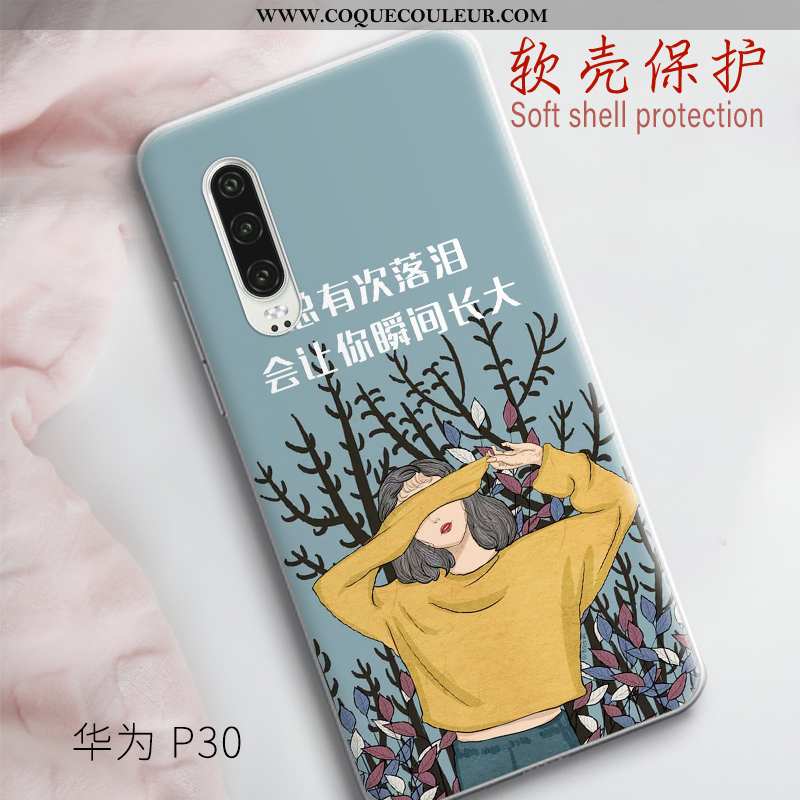 Housse Huawei P30 Légère Charmant Étui, Étui Huawei P30 Fluide Doux Blanc Blanche