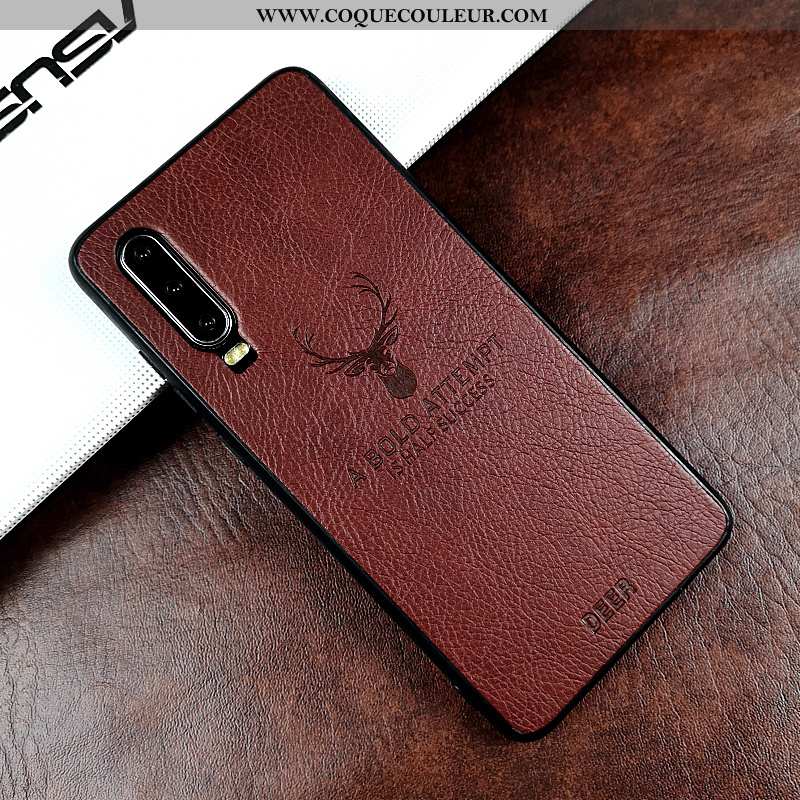 Étui Huawei P30 Ultra Cuir Véritable Protection, Coque Huawei P30 Légère Téléphone Portable Noir