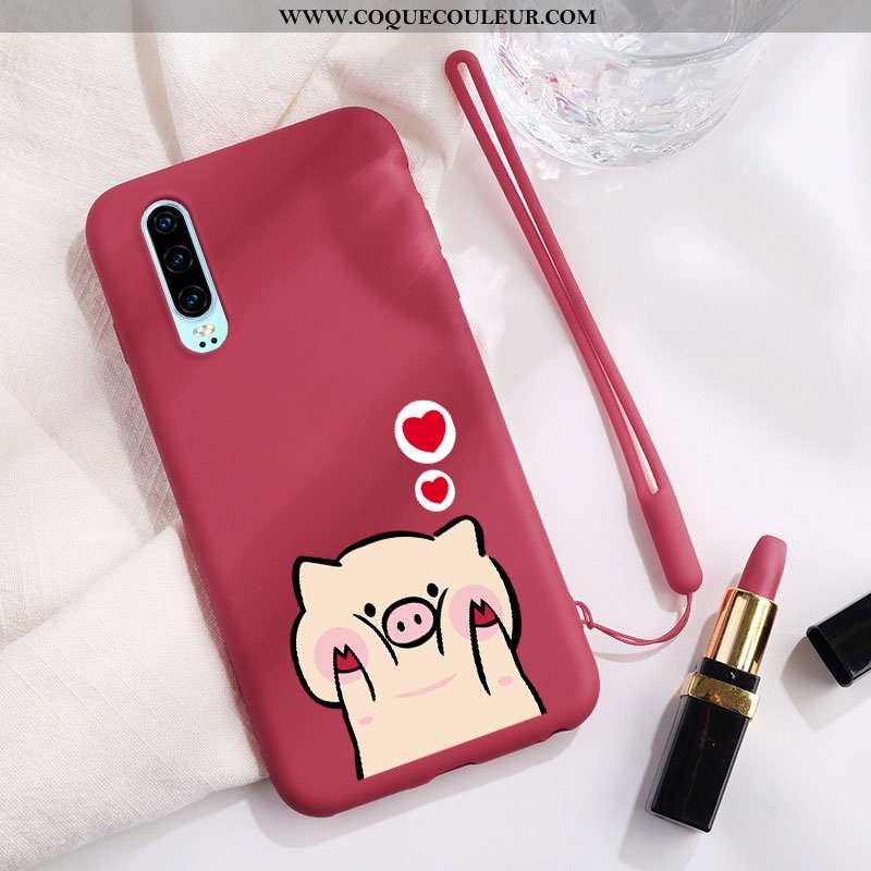 Étui Huawei P30 Légère Tendance, Coque Huawei P30 Silicone Mode Rouge