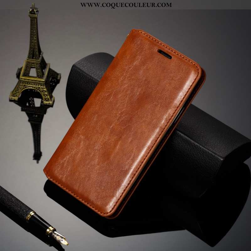 Housse Huawei P30 Légère Coque Luxe, Étui Huawei P30 Cuir Marron