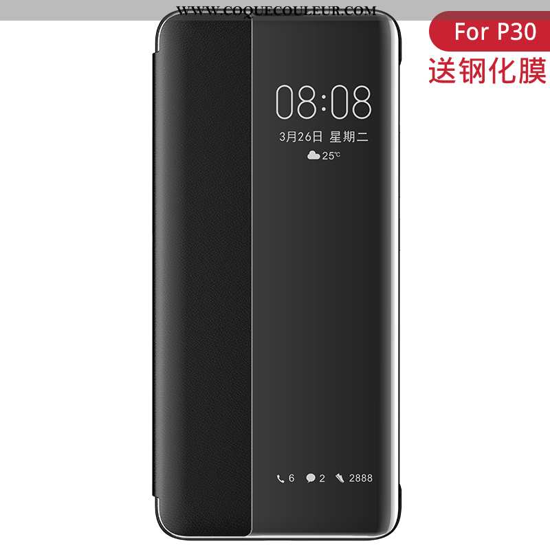 Coque Huawei P30 Accessoires Luxe Étui, Housse Huawei P30 Protection Téléphone Portable Rouge