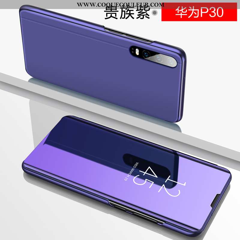 Housse Huawei P30 Silicone Verre Personnalité, Étui Huawei P30 Protection Cuir Violet