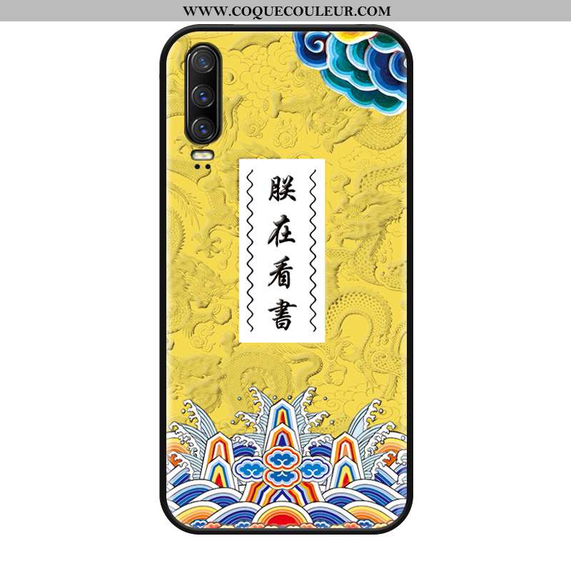 Housse Huawei P30 Délavé En Daim Jaune Incassable, Étui Huawei P30 Ornements Suspendus Silicone